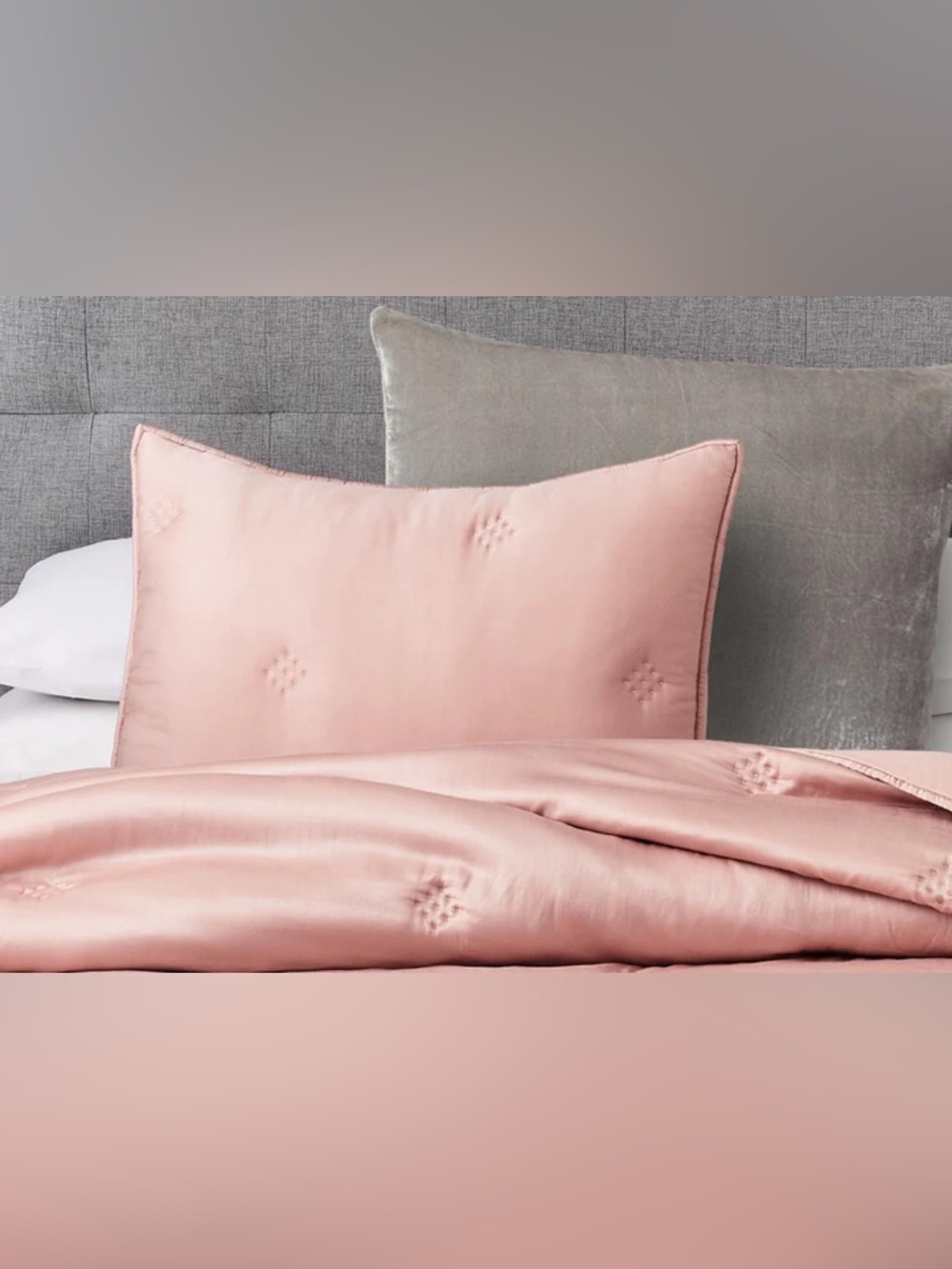 West Elm Washed Silk Quilt and Euro Sham Set in Color Rosette Full/Queen